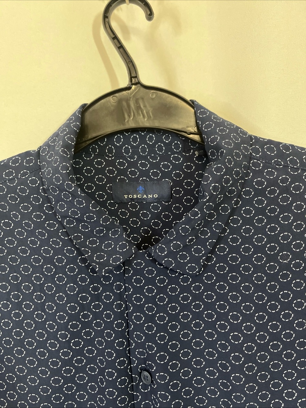 TOSCANO Short Sleeve Button Down Shirt Geometric design Men's XL Blue - Picture 2 of 7